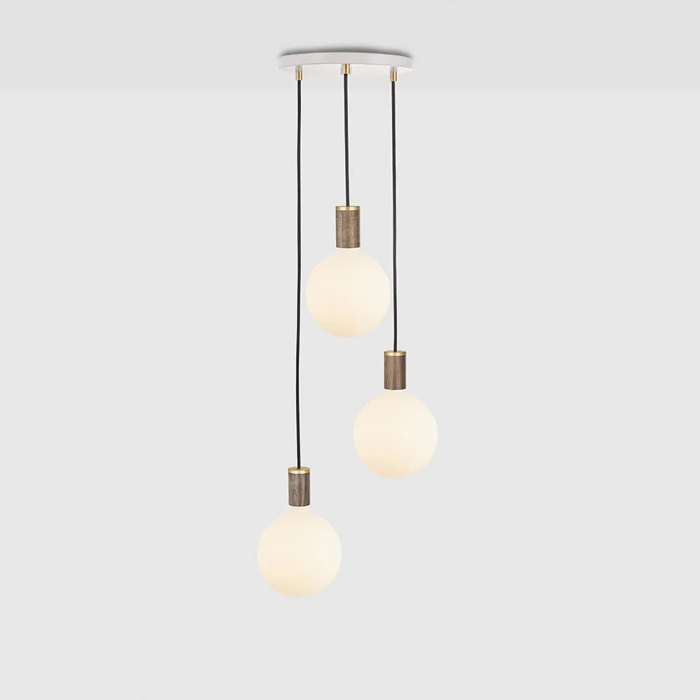 Tala Triple Pendant with White Canopy and Sphere IV