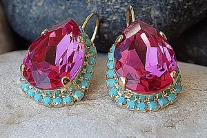 Turquoise fuchsia  earrings