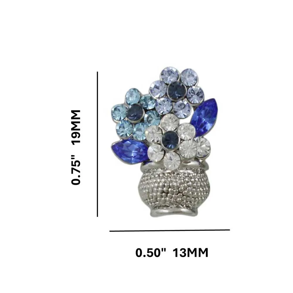 Vase with Blue Crystal Daisies Clip Earring - REC614AC