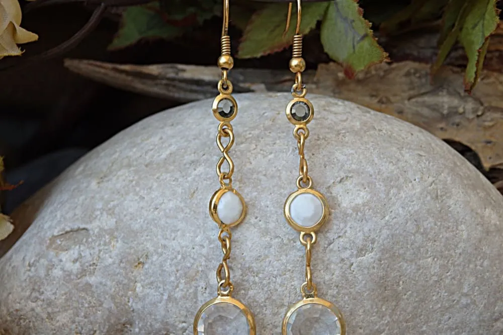 White and Grey Rebeka Crystal Earrings