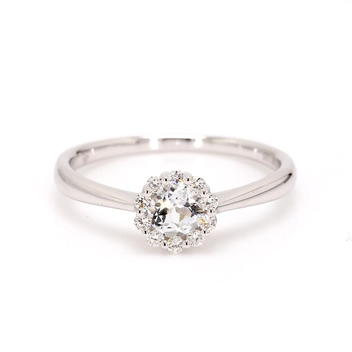 White Topaz Halo Ring