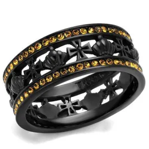 Women Stainless Steel Synthetic Crystal Rings Black Topaz