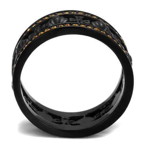 Women Stainless Steel Synthetic Crystal Rings Black Topaz