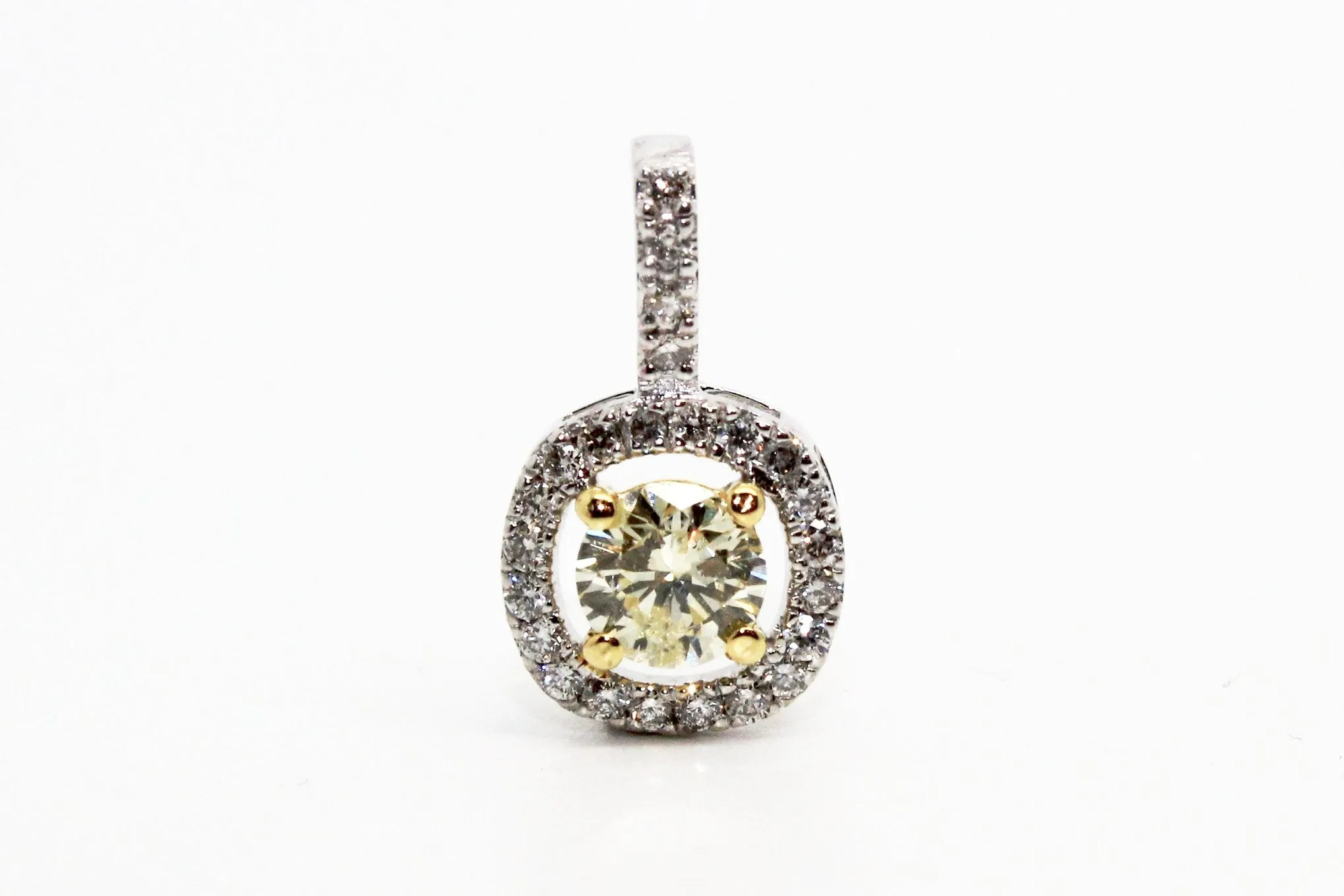 YELLOW DIAMOND ROUND-CUT HALO PENDANT AD NO 1627