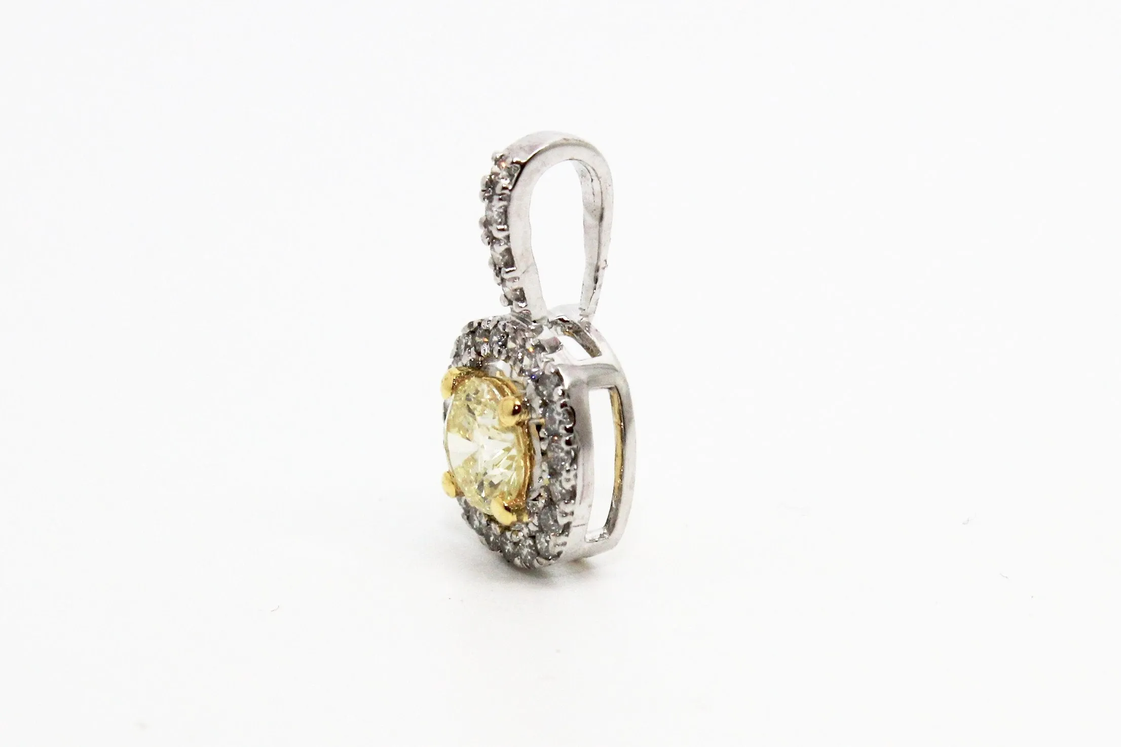 YELLOW DIAMOND ROUND-CUT HALO PENDANT AD NO 1627