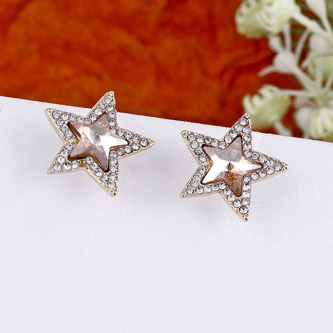 Yellow Star Crystal Stud Earrings