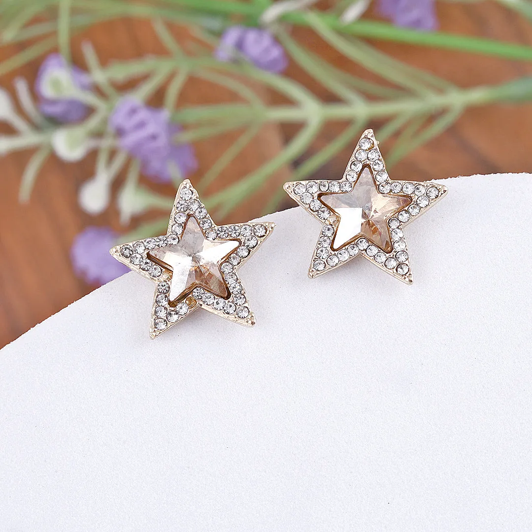 Yellow Star Crystal Stud Earrings