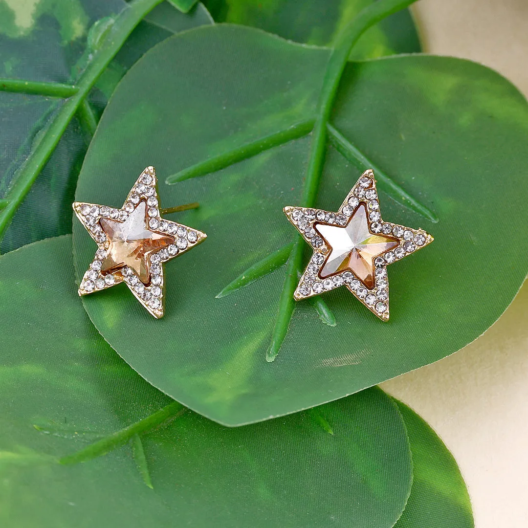 Yellow Star Crystal Stud Earrings