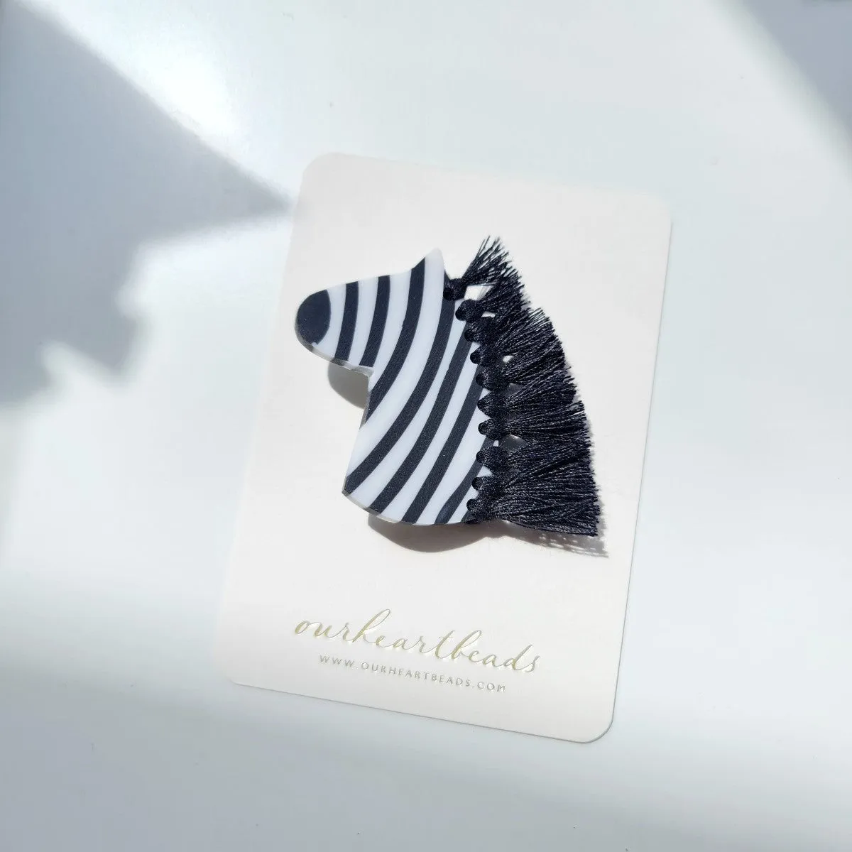 Zebra Black and White Brooch